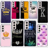 queen king crown phone case coque for samsung galaxy s21 ultra 5g s20 fe s20 plus s10e s10 lite s8 s9 plus s7 shell cover funda