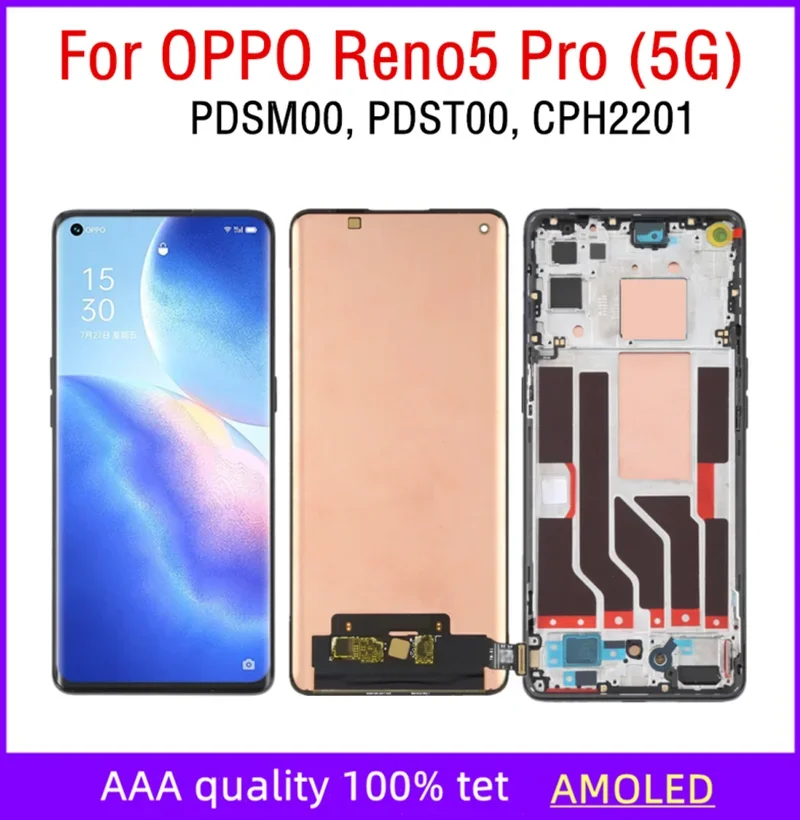 6 55 &quotAMOLED для Oppo Reno5 Pro ЖК-экран с сенсорной панелью и дигитайзером Reno 5 5G PDSM00 PDST00