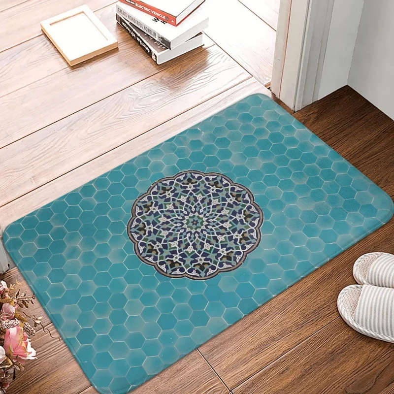 

MORROCAN ART Non-slip Doormat Kitchen Mat Artistic Mosaic And Blue Tiles Hallway Carpet Entrance Door Rug Home Decorative