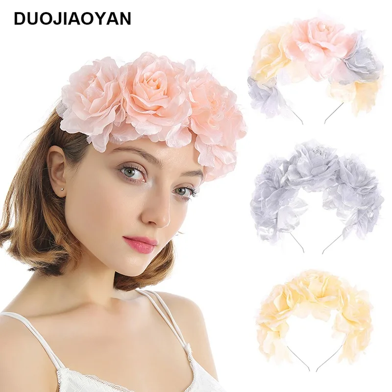 

Hot Selling Product Simulation Fabric Flower Headband Bride And Bridesmaid Headband Seaside Vacation Headdress Factory Direct Sa