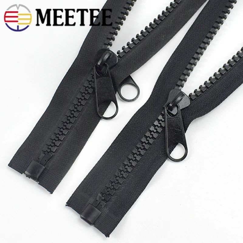 Meetee 60-500cm 10# Resin Zippers Open-end Single Double Sided Slider Zipper for Sleeping Bags Tent Long Zip Sewing Accessories