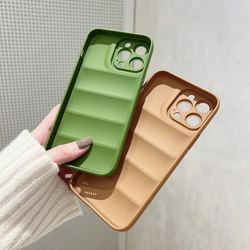 new fashion brand down jacket phone case for iphone 13 12 11 pro x xr xs max 7 8 plus se2020 the puffer case soft silicone cover free global shipping