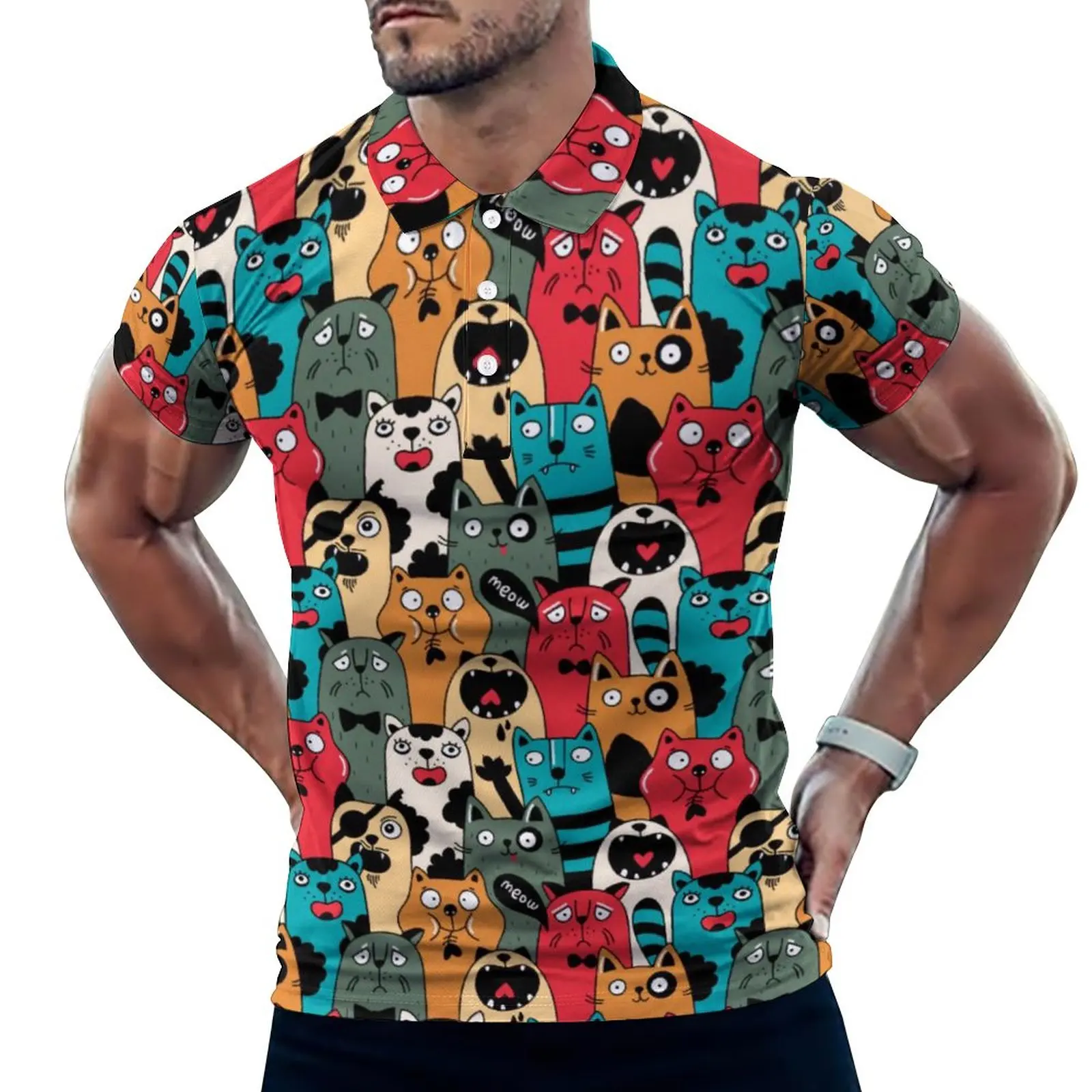 

Мужская футболка-поло с коротким рукавом, с принтом животных