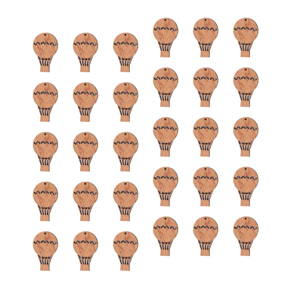 

30pcs Hot Air Balloon Shape Wooden Slices Handcraft Accessary Wooden Pieces Ornament Carved Wood Cutouts Decoration Diy