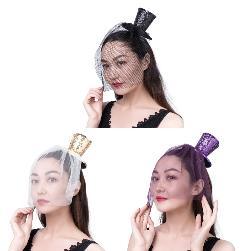 

Girls Sequins Flat-top Hat Shape Hair Barrettes Tea Party Performance Hair Pins