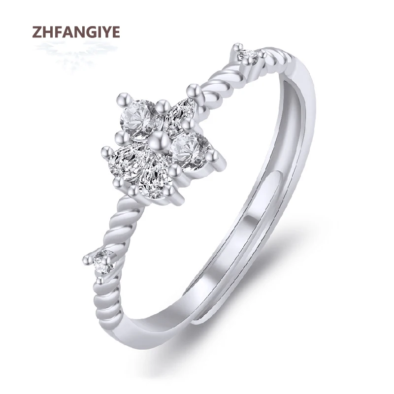 

Trendy Women Ring 925 Silver Jewelry Accessories with AAA Zircon Gemstones Open Finger Rings for Wedding Party Gifts Wholesale