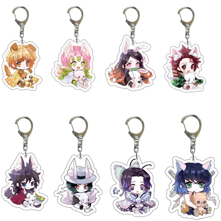 

Kimetsur No Faiba Keychain with Rotatable Alloy Metal Ring,Anime Figure Pendant Hanging for Key,Cartoon Keychain Accessorie Gift