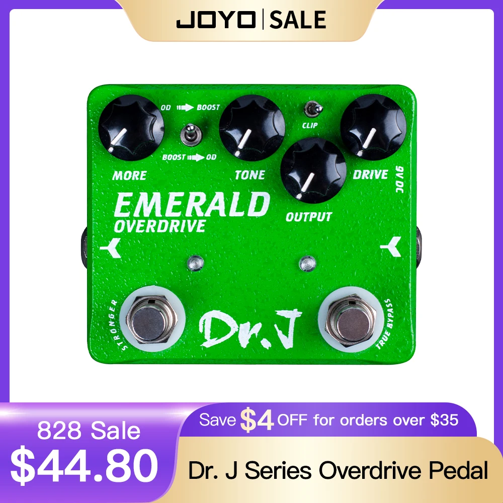 Педаль для гитары Dr. J Series D60 Изумрудный Overdrive, педаль для создания эффектов на гитаре, МОП-транзистор с диодным зажимом 15 дБ, запасные части для настоящей байпас