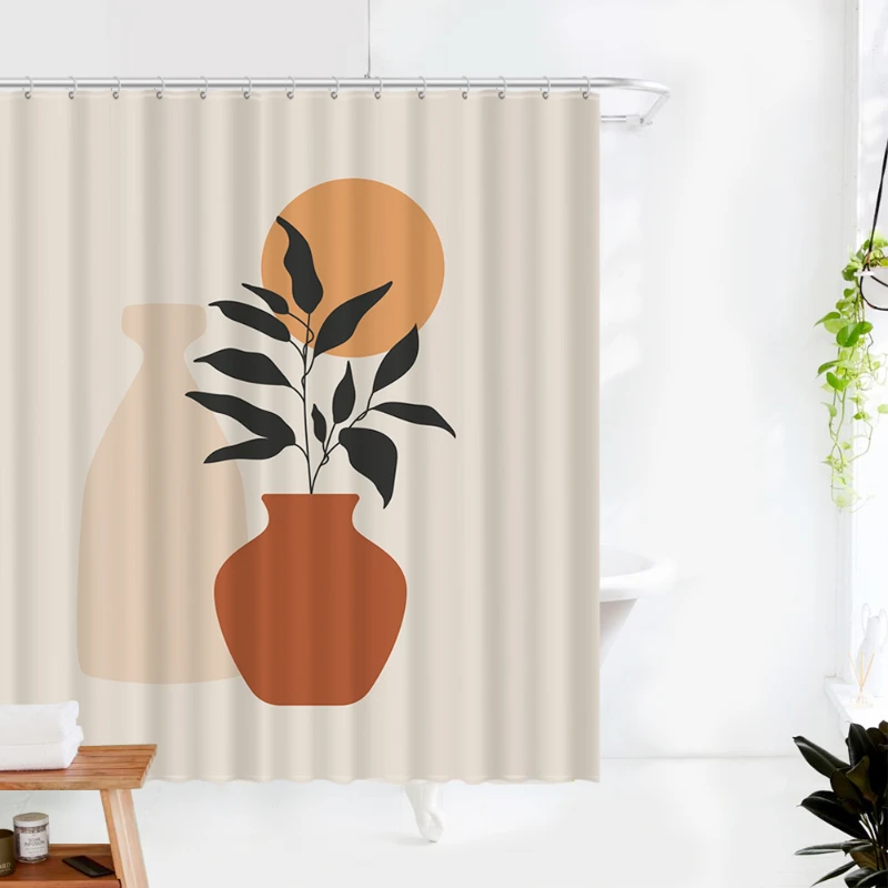 Art Shower Curtain Arabic Cartoon Simple Flowers Shower Curtain Set Bathroom Accessories Rideau Douche Bathroom Products Supplie