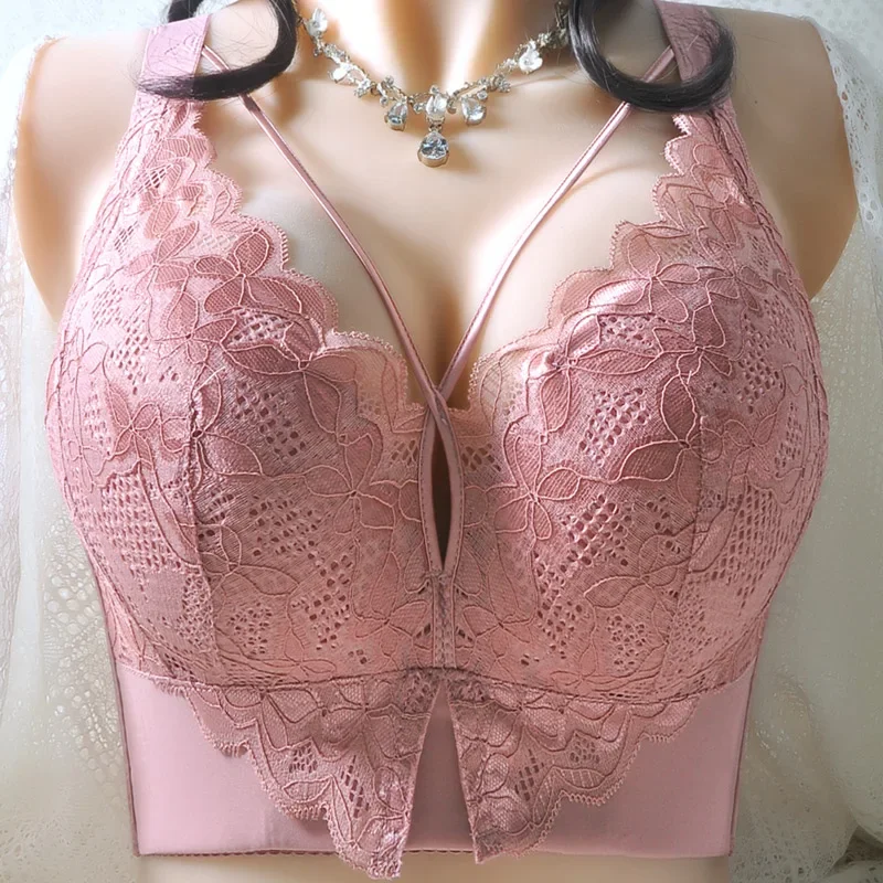 

Plus Size Push Up Bra Sexy Lingerie Women Full Coverage Lace Bras Wireless Brassiere C D E Cup