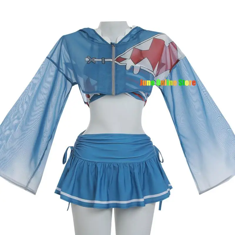 

Hololive Gawr Gura Cosplay Costume Swimsuit Eng Shark Youtuber Costumes for Women Hat Suit Halloween Anime Cosplay Girl