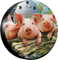 christmas decorations funny cute three pigs spare tire covers polyester universal waterproof sunscreen wheel covers for jeep tra