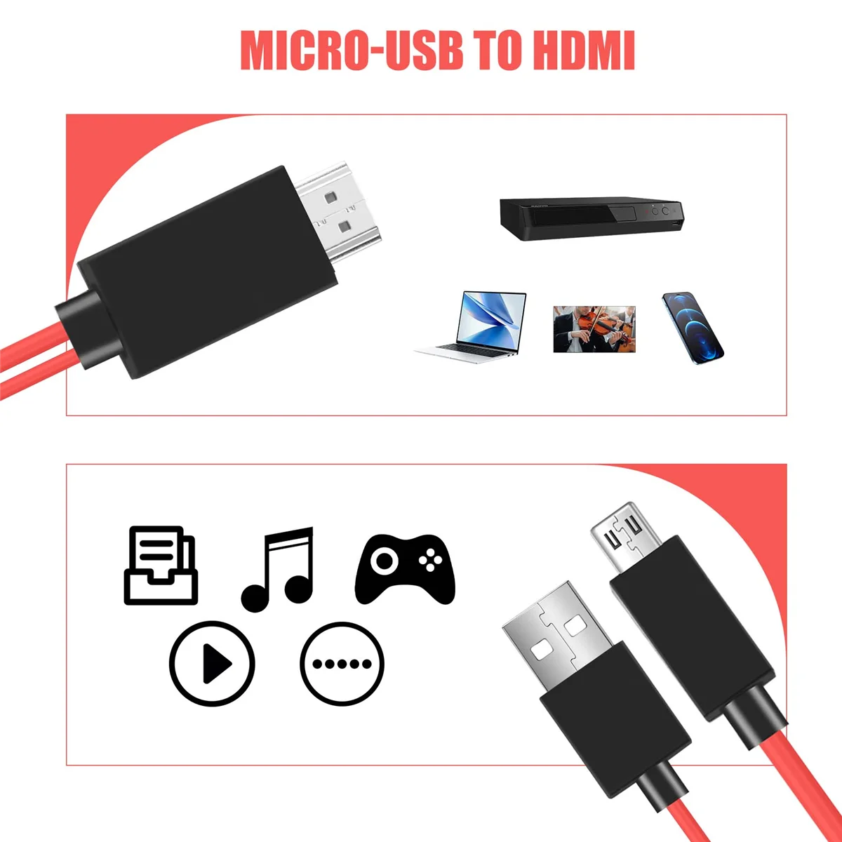 6 5-футовый адаптер Micro-USB в HDMI кабель-переходник 1080P HDTV для устройств Android Samsung Galaxy S3