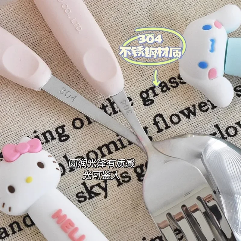 Sanrio Hello Kitty Cinnamoroll Melody Аниме Набор Столовых Приборов Из Нержавеющей Стали