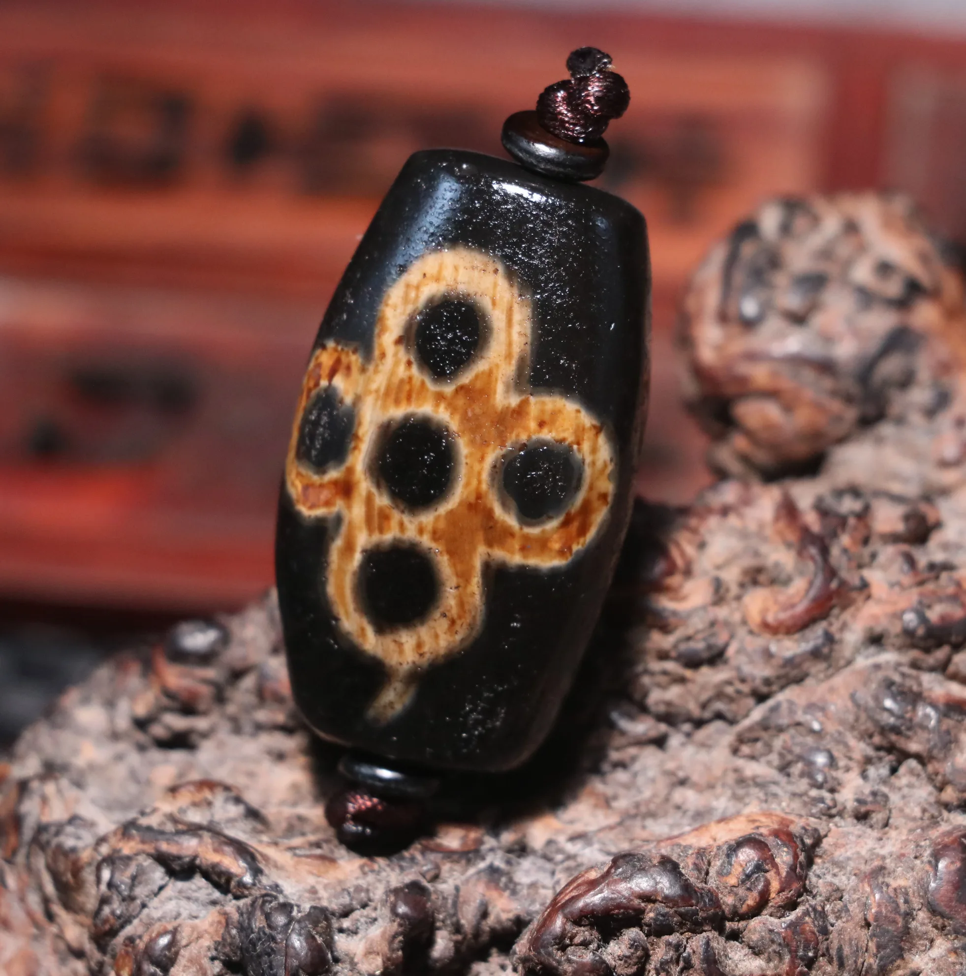 Энергетический Тибетский Старый Агат с 5 глазами осветляющая волна быстрая