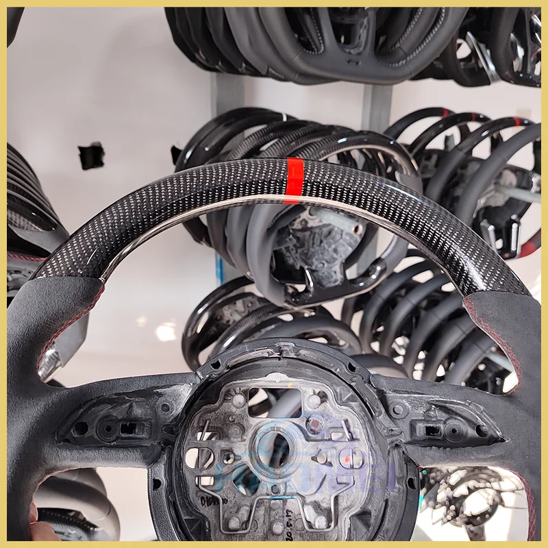 Рулевое колесо из натуральной черной кожи и углеродного волокна на заказ для Audi A7