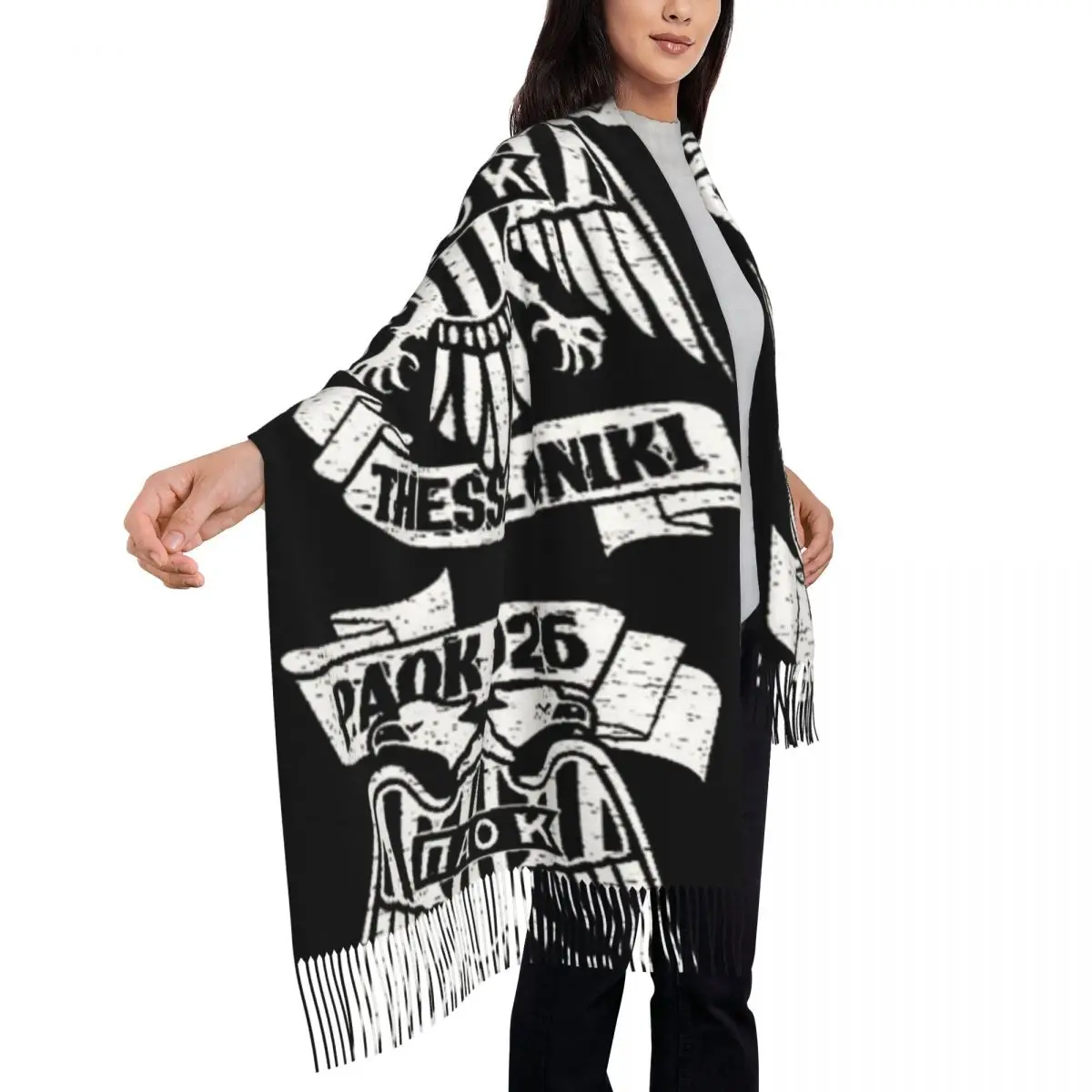 PAOK эксклюзивные шарфы с бахромой женские мягкие теплые шали и палантины длинная