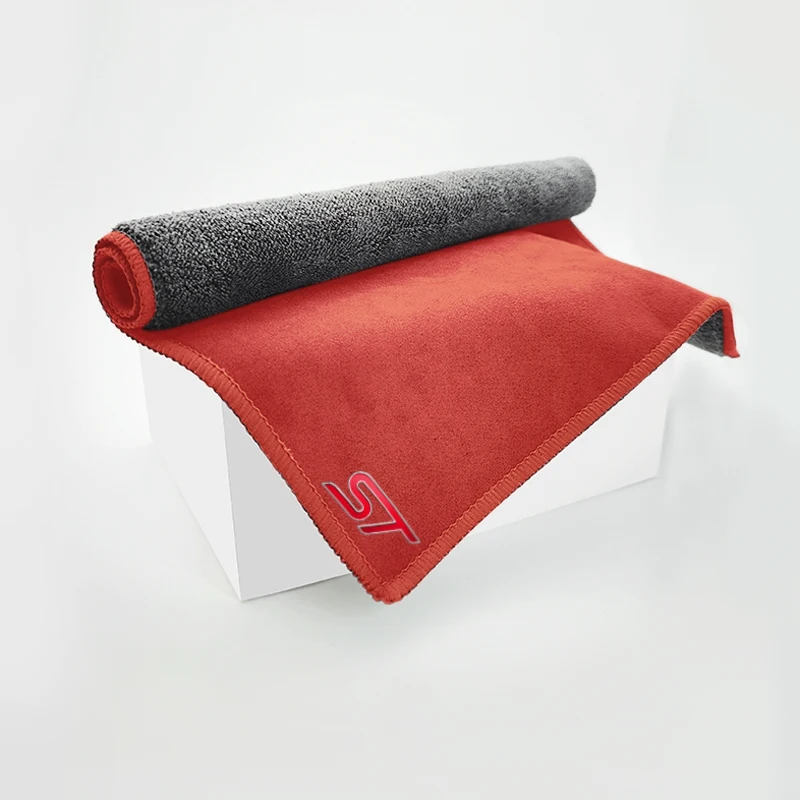 Салфетка для мытья автомобиля ST с эмблемой, тряпка двухслойная для мытья автомобиля Ford Focus x 2 3 Kuga Puma Fiesta ST Line MK3 MK2 MK4 S Max