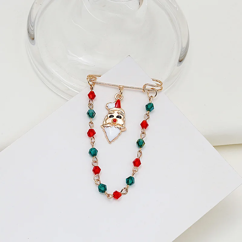 

Cartoon New Christmas Brooch Vintage Metal Tassel Drip Oil Wreath Santa Pin Batch