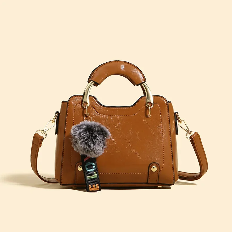 

Women's Handbag Metal Handle Female Luxury Handbag 2023 Autumn Designer Single Shoulder Bag Fashion Large Capacity