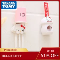 takara tomy cute cartoon hello kitty toothbrush holder suction wall wall free punch wash mouth cup holder set