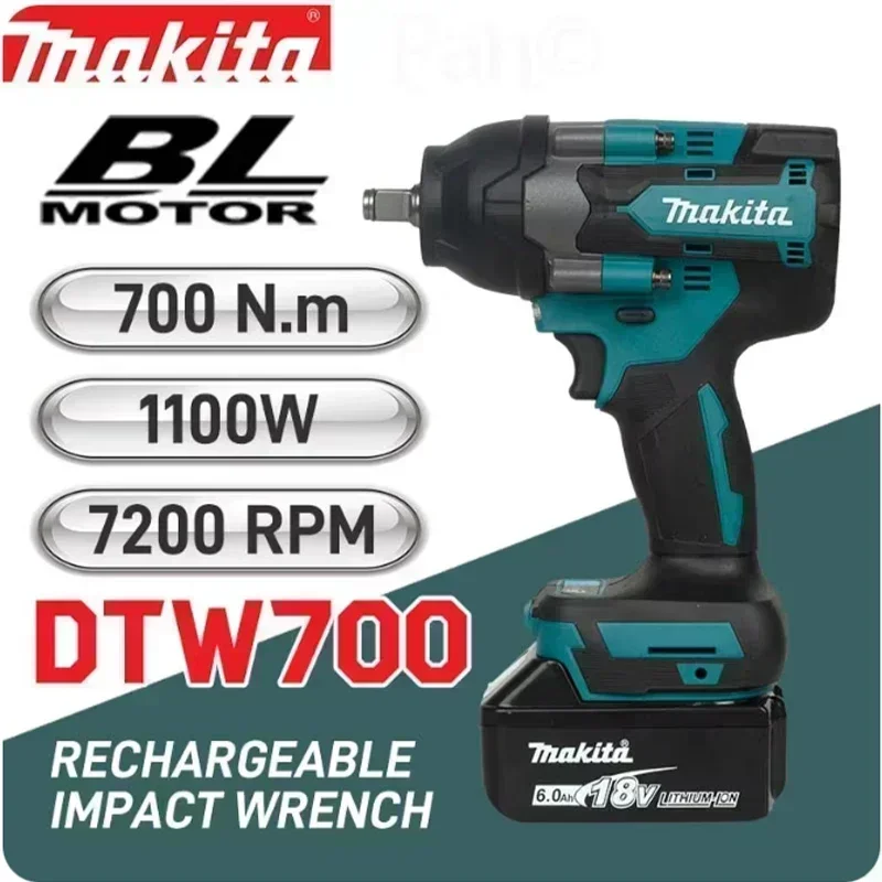 Makita DTW700 1000 Нм Бесщеточный электрический ключ Аккумуляторный ударный гайковерт