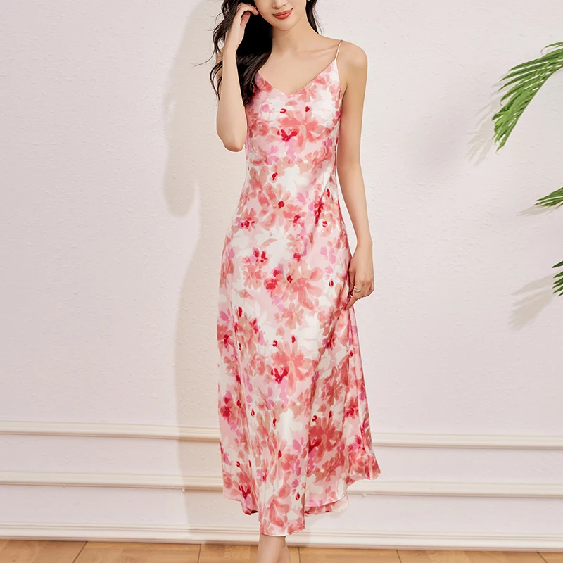 

Женское длинное платье на бретельках, элегантное пляжное платье без рукавов с V-образным вырезом и цветочным принтом для отдыха, лето 2023