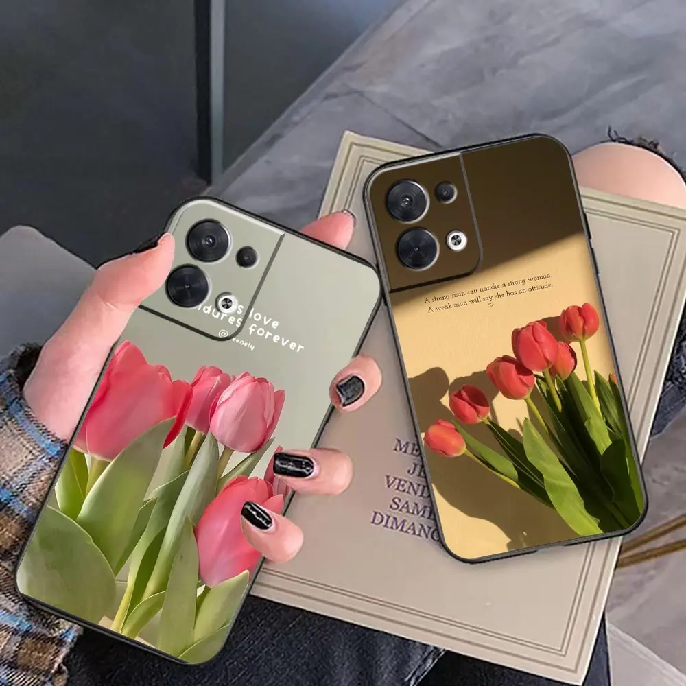 

Case For OPPO RENO 10 8 8T 7 7Z 6 6Z 5 4 3 2 2F PRO PLUS 4G FIND X2 X3 X5 5G Case Capa Funda Coque Para English Retro Tulip