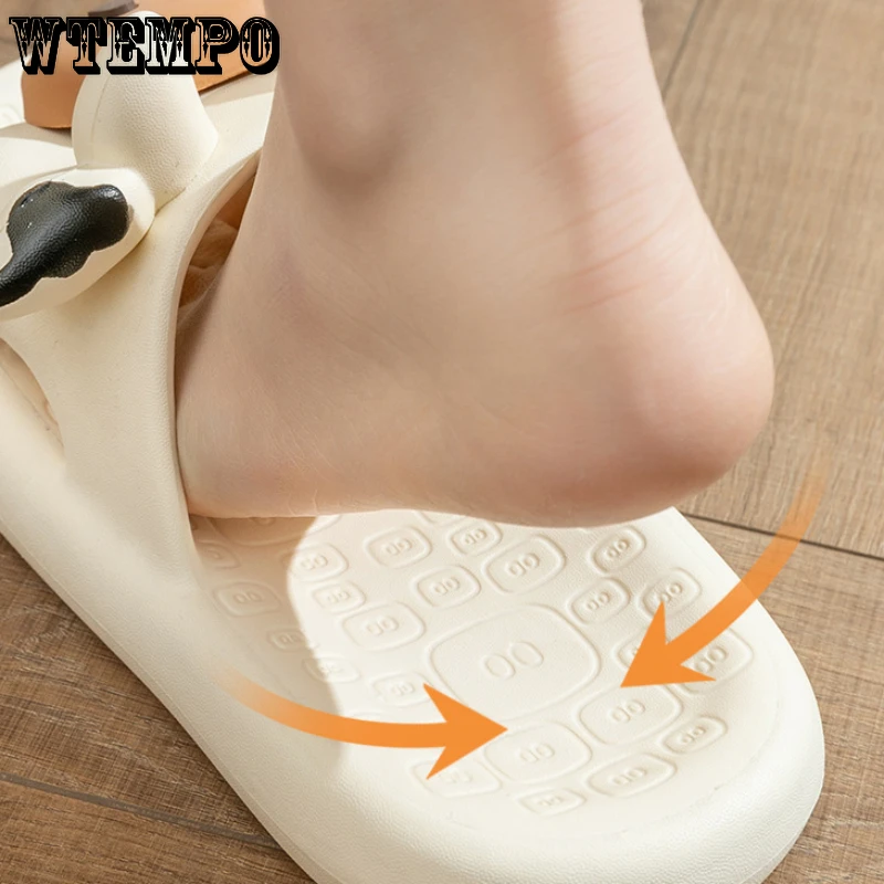 WTEMPO Cartoon Slippers for Women 2023 Summer Home Animals Slippers Soft EVA Bathroom Non Slip Cow Couples Slippers Wholesale