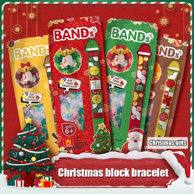 Creative DIY Dots Bricks Bracelet Christmas Gifts Silicone Wristband Adjustable Length Educational Building Blocks Toys For Kids