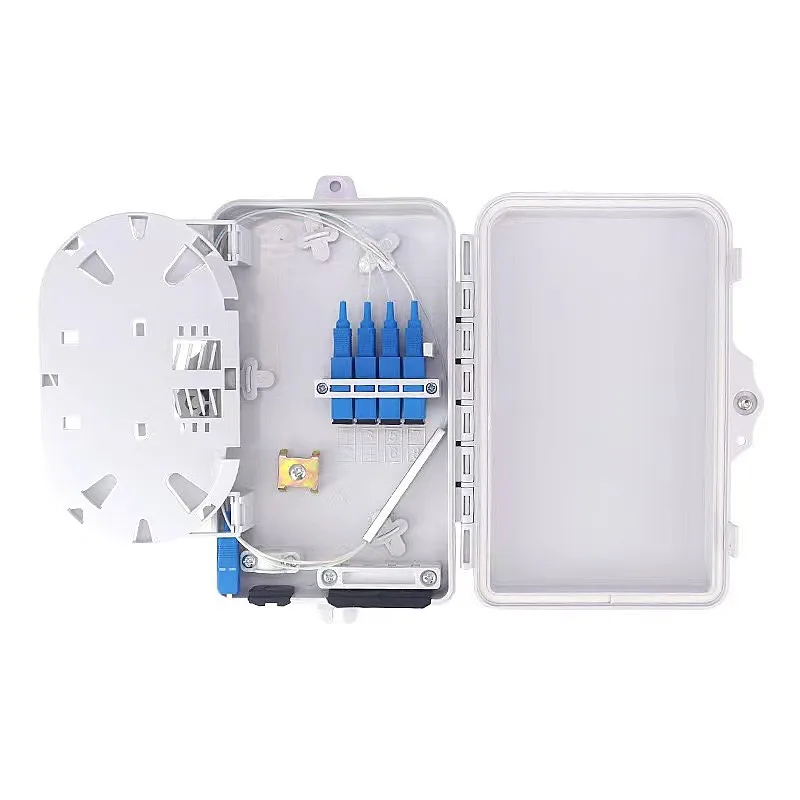 Wall Mounted FTTH Distribution Box 4 Core Fiber Splitter Box Outdoor Fiber Junction Box FTTX Distribution Box, Box Divider