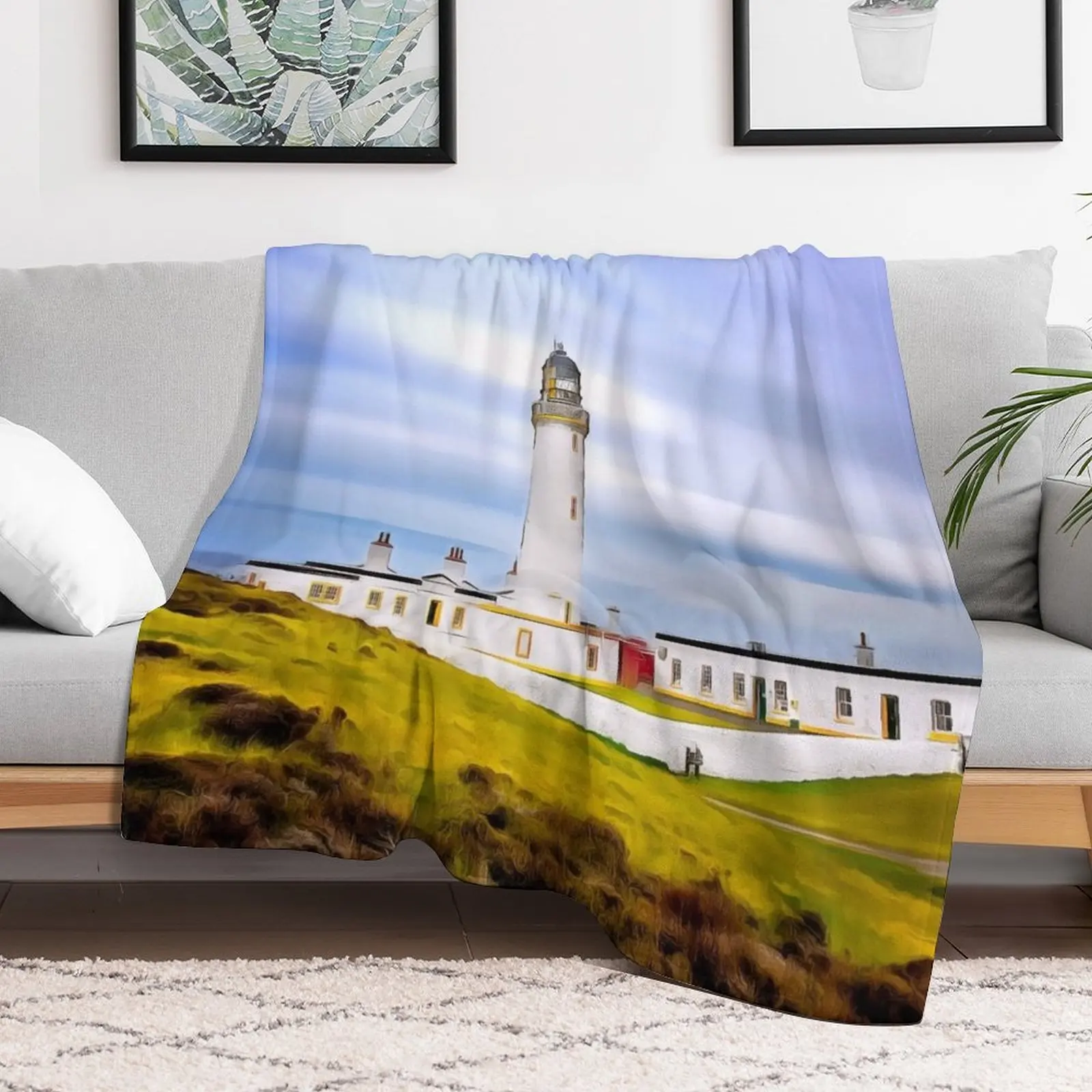 Одеяло Mull of Galloway Lighthouse (Живопись) Плед на диван Теплая кровать плед Одеяла