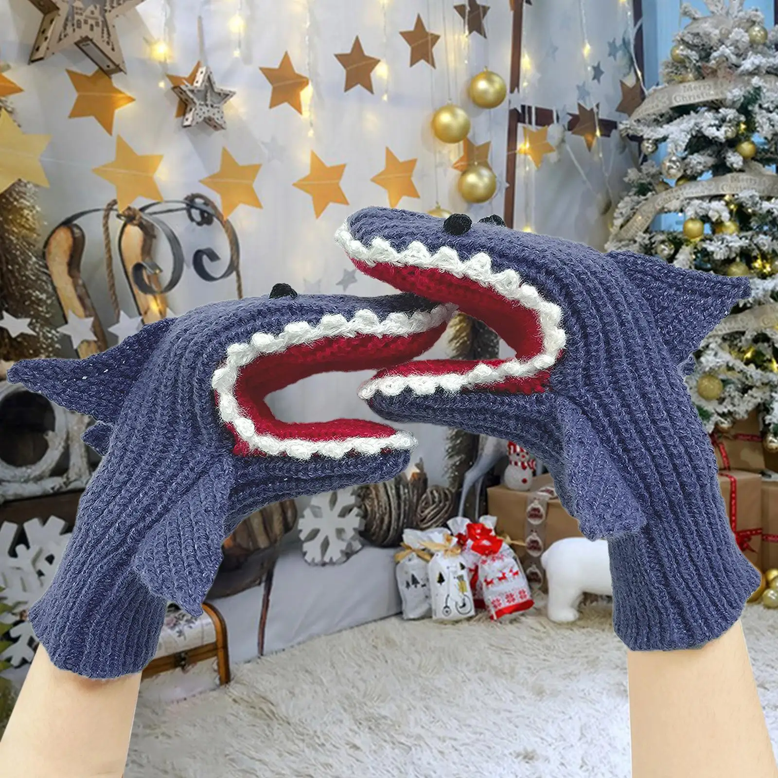 Зимние перчатки для взрослых мальчиков и девочек эластичные манжеты в виде акулы