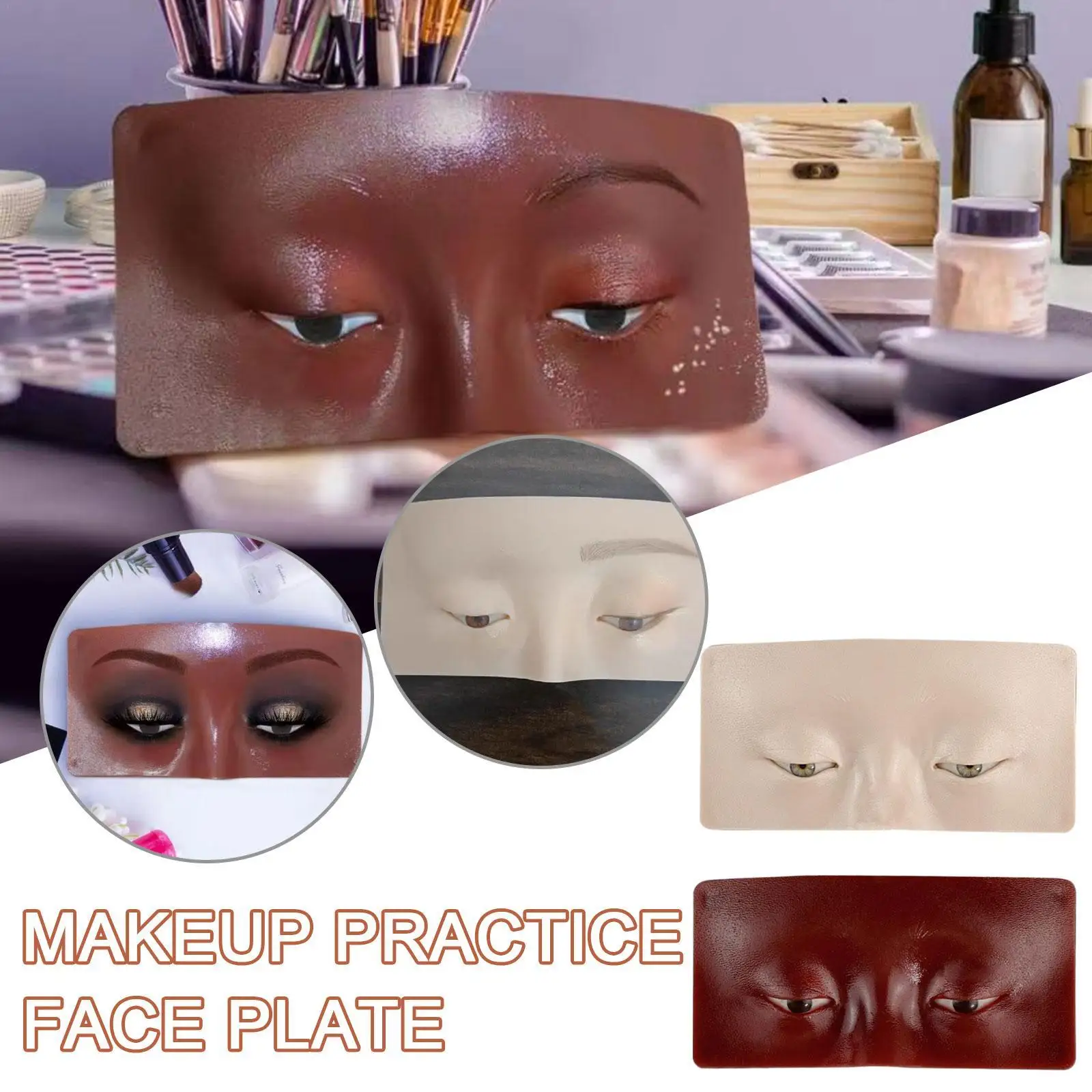 

5D Silicone Makeup Practice Board Reusable Bionic Skin Eyes Face Makeup Practicing Panel For Eye Shadow Make Up Face Eyelash