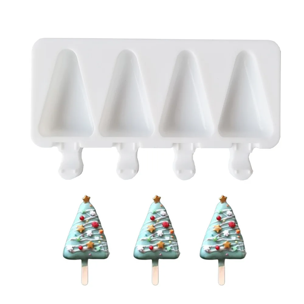 

Silicone Ice Cream Mould 4 Even Popsicle Ice Cream Mould DIY Home Kitchen Ice Mold Triangle Ice Mold Fridge Accessories