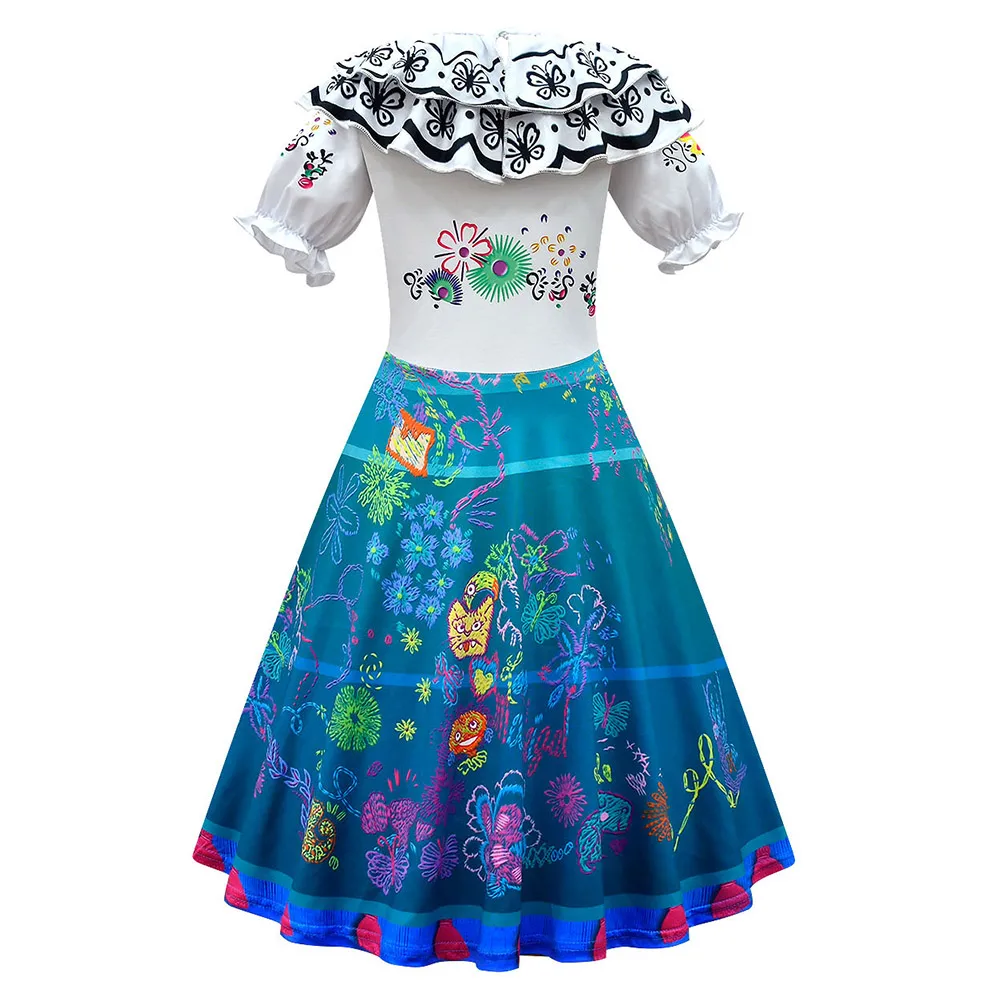 Костюм Мирабель для девочек с сумкой, серьгами и очками для карнавала на Хэллоуин.