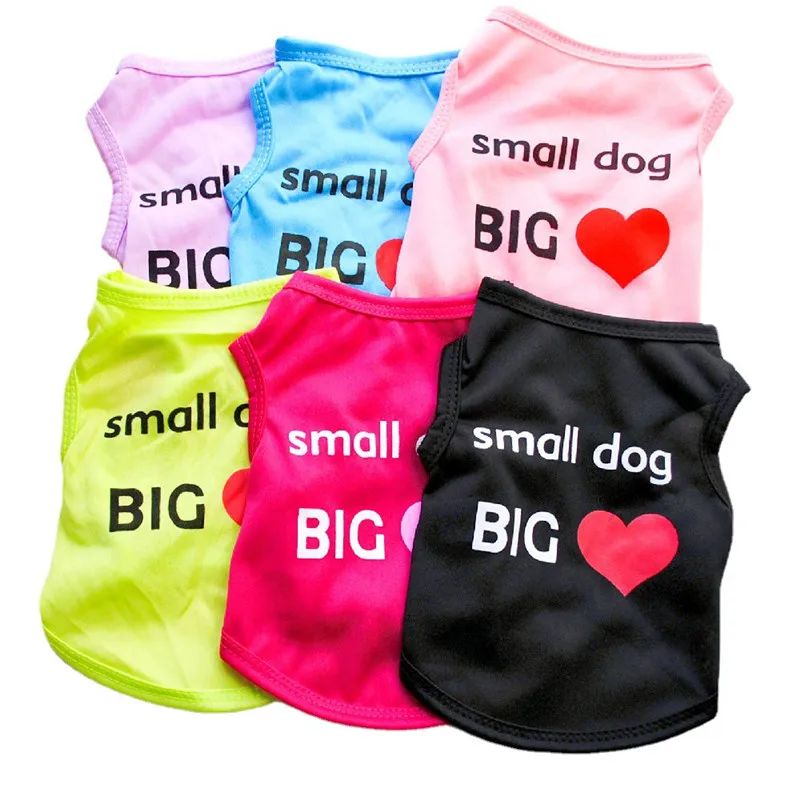 

Heart Pattern Dog Clothes Summer Dog Shirt Vest For Small Dogs Chiwawa Puppy Kitten Costume Hoodies Air Conditioning Suit Bichon