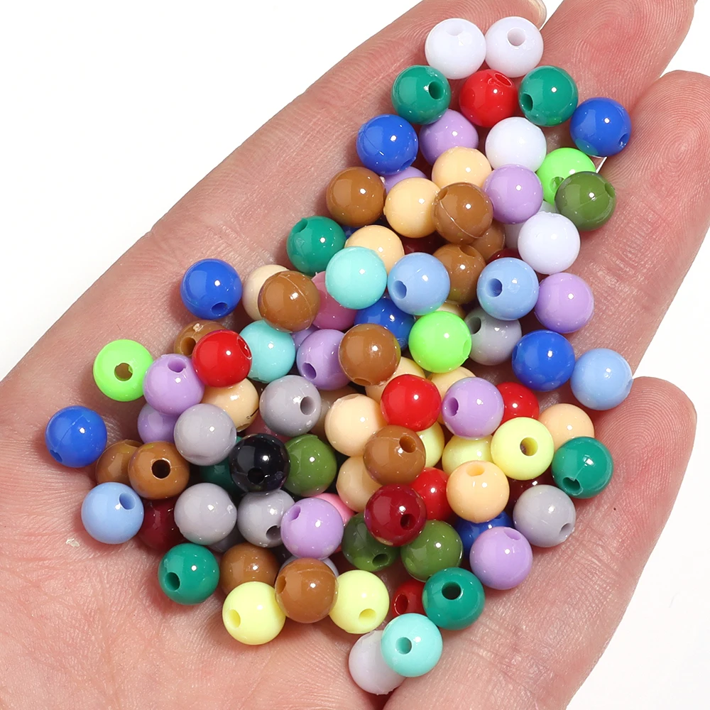 100 шт. 6 мм непрозрачные разноцветные акриловые пластиковые бусины