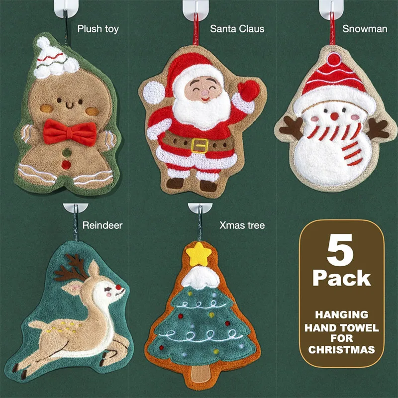 5 шт. Рождественские полотенца BUMRAB коралловый флис