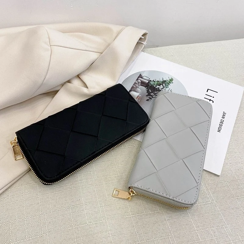 

New Ladies Zipper Purse Large Capacity Glitter Clutch Bag Woman PU Leather Hand Wallet Female Phone Bag