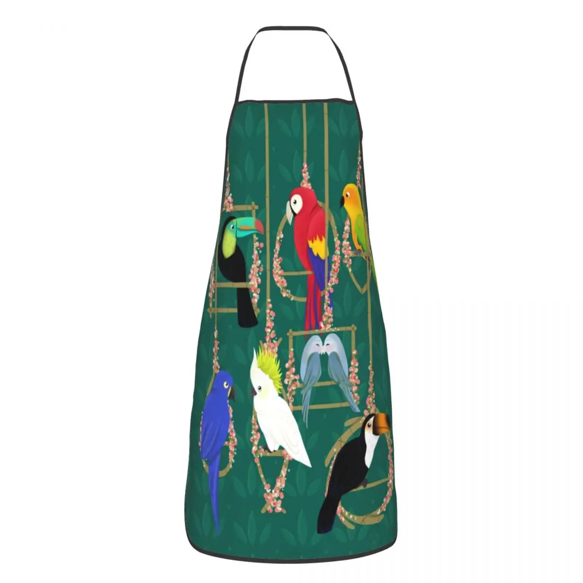 

Bib Tropical Getaway Parrot Birds Aprons for Men Women Unisex Adult Chef Kitchen Cooking Cockatiel Budgie Toucan Tablier Cuisine