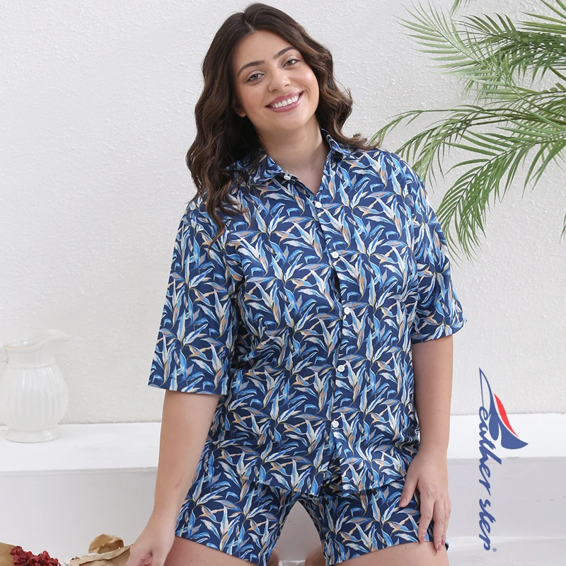 

Women Fashion Print Sets Short Sleeve Shirt+Shorts 2Pcs Suit Loose 2023 Summer Casual Beachwear Lady Vacation Hawaiian Outfits