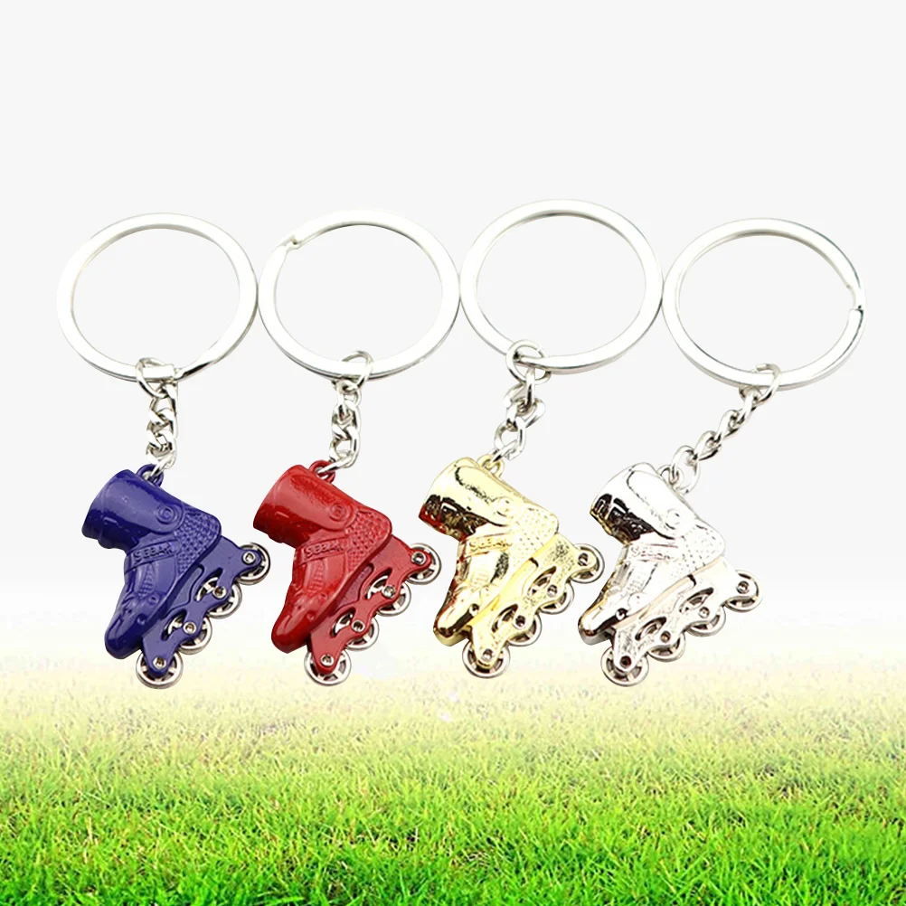 

4 Pcs Keychain Fashionable Roller Skates Creative Cartoon Keyring Key Holder Hanging Ornament for Kids Birthday