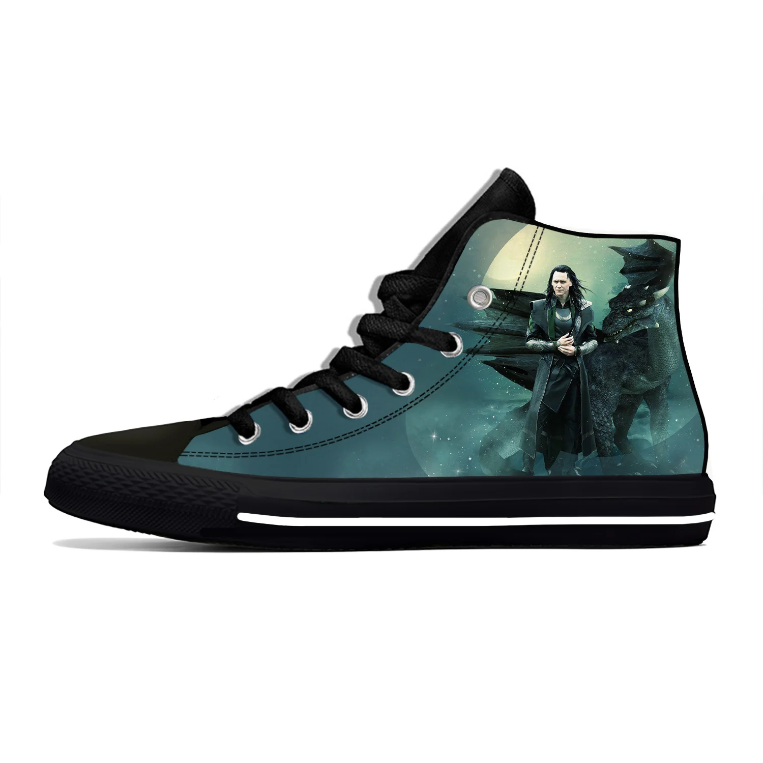 

Hot Dark World Loki Harajuku Fashion Lightweight High Top Canvas Shoes Men Women Casual Breathable Sneakers Latest Board Shoes