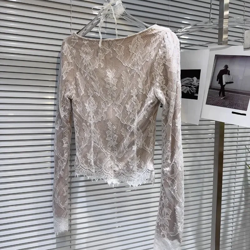 KBQ Элегантная блузка с цветочным кружевом для похудения шикарная женщин