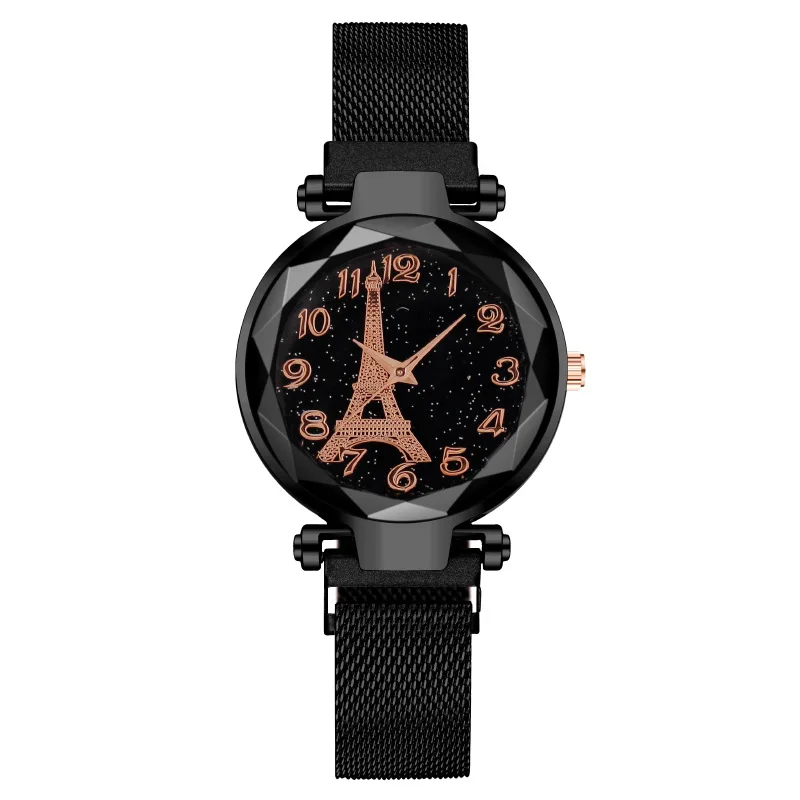 

Fashion Women Watches Eiffel Tower Quartz Wristwatches Luxury Magnet Starry Sky Digital Wrist Watch Relogio Feminino Reloj Mujer