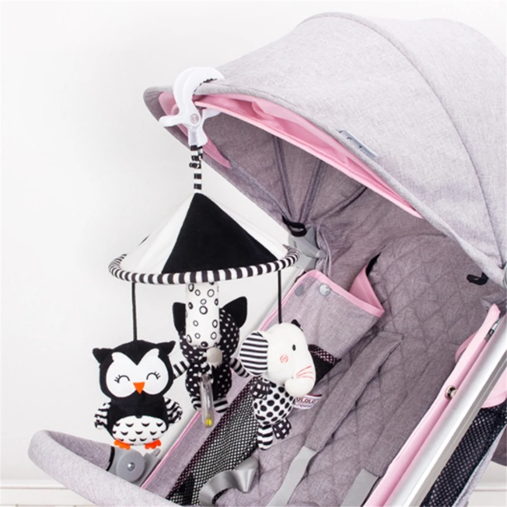 

Baby Rattles Cartoon Animal Plush Stuffed Toys Doll Newborn Stroller Car Seat Rattle Mobile On the Crib Sensory Educational Toys