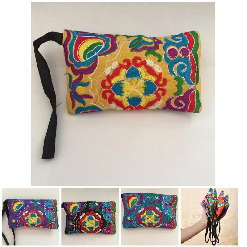 

2023 Vintage Chinese Style Bag Ethnic Coin Portable Lightweight Handy Slim Purse Embroidery Handbag Traditional Wallet Pouch