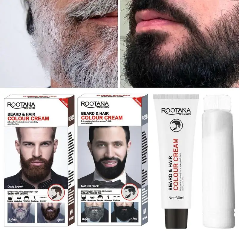 

Mens Beard Dye Cream Black Hair Color Dye Hair Shampoo Beard Coloring Shampoo For Men 60ML Natural Long-Lasting Mustache Dye Kit