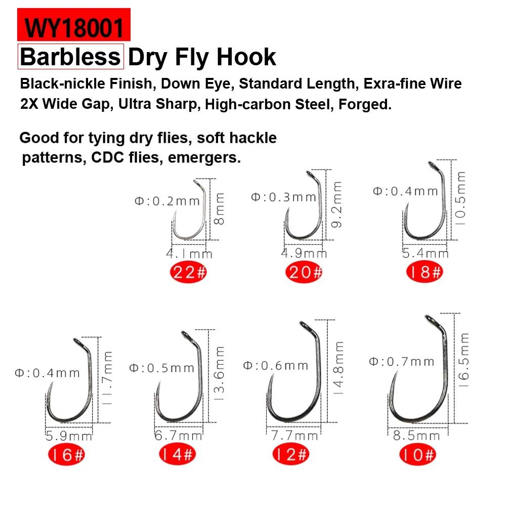 Bimoo 30 шт./упак. без бородки летать Крючки для привязывания Нимфа сухой мокрой